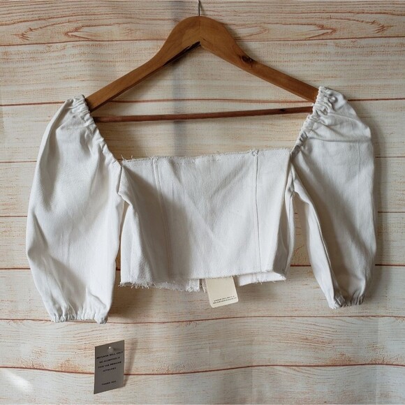 For Love And Lemons Cropped Cotton/Spandex Cropped Top Blouse Women's Small - Picture 5 of 10